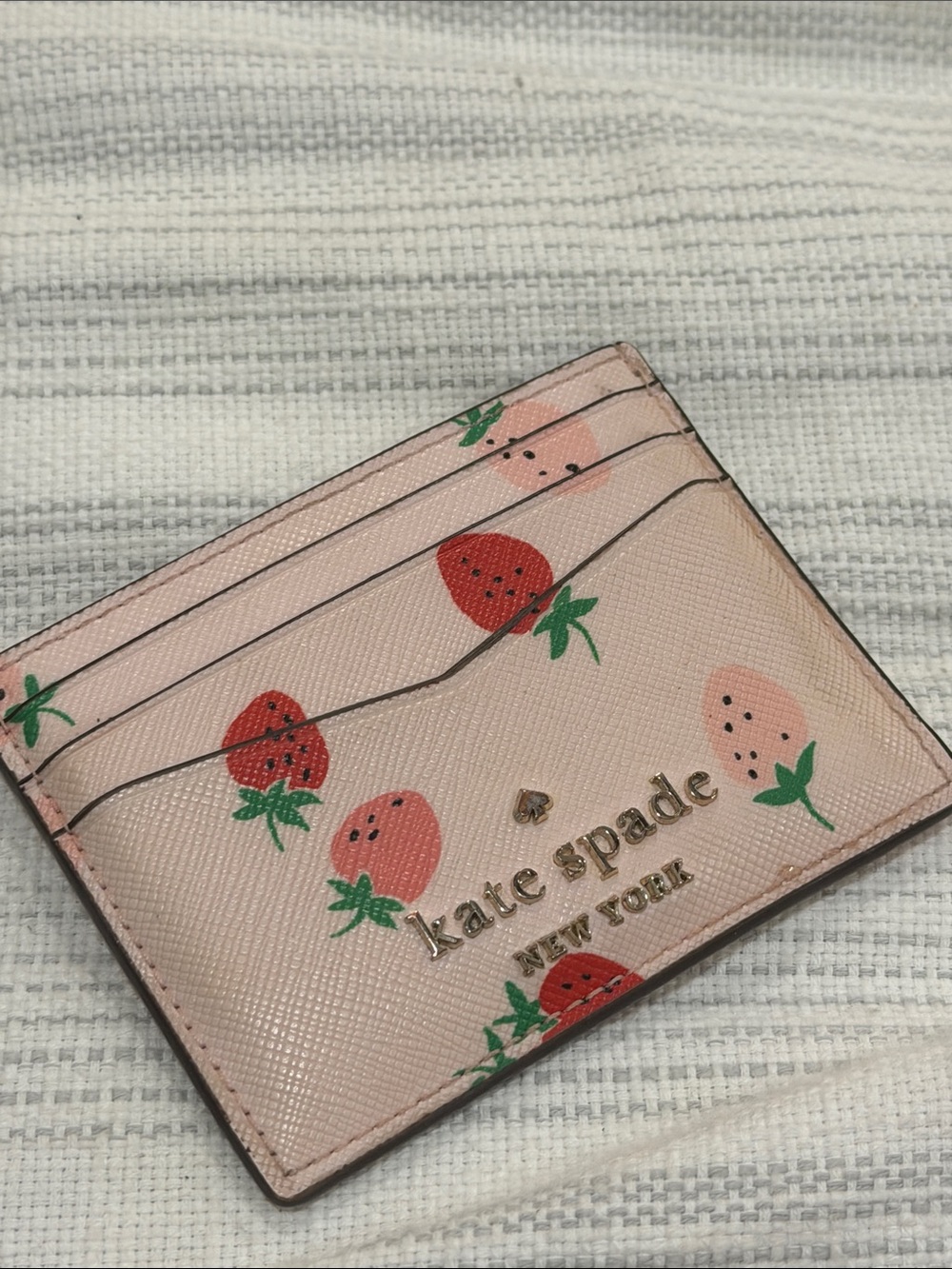 kate spade Pink Strawberry Print Card Case - Picture 2 of 4